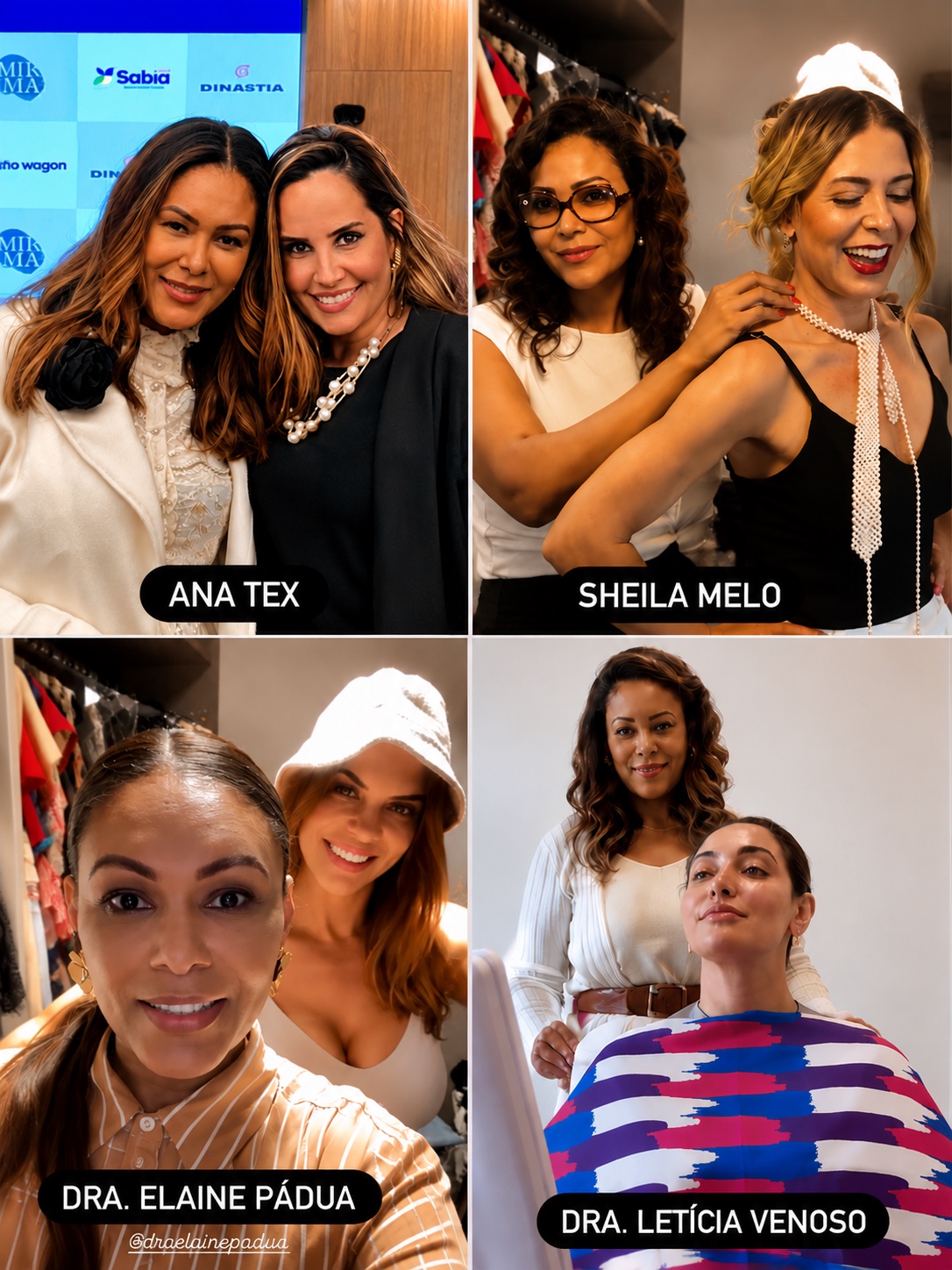Kelly Costta com clientes Ana Tex, Sheila Mello, Elaine Pádua e Letícia Venoso